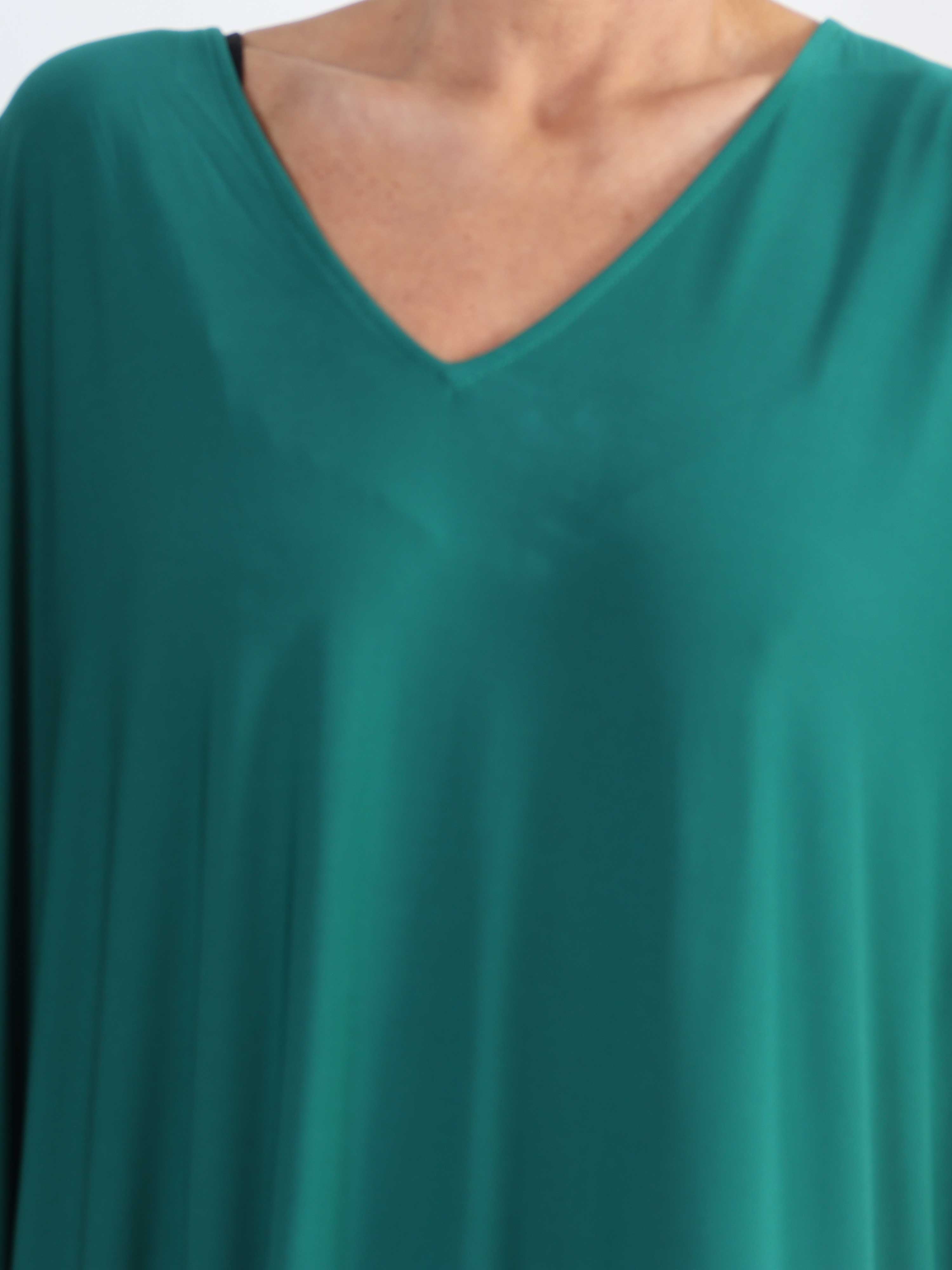 Azmina Plain Long - Ensfarvet elastisk plus size tunika